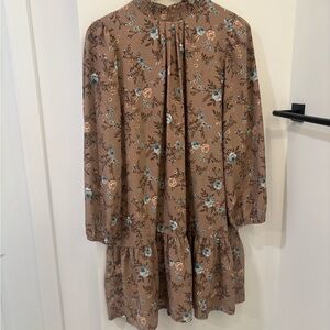 Collective concepts Floral Brown Long Sleeve Dress